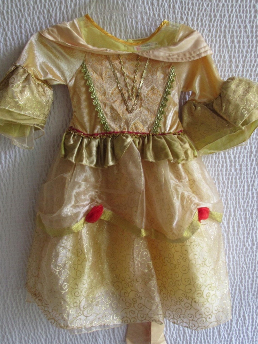 Vogue 110 Gold Dress Costume Golden Yellow Tiers Layers Lace Details